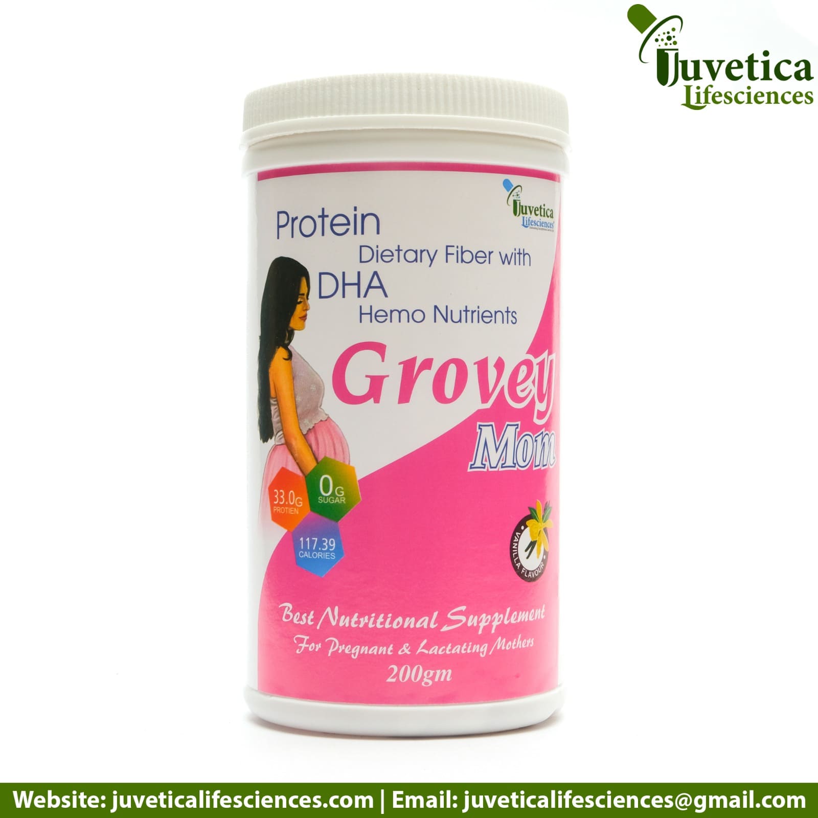 GROVEY-MOM:Protein Powder with DHA & HEMO NUTRIENTS(VANILA FLAVOUR)